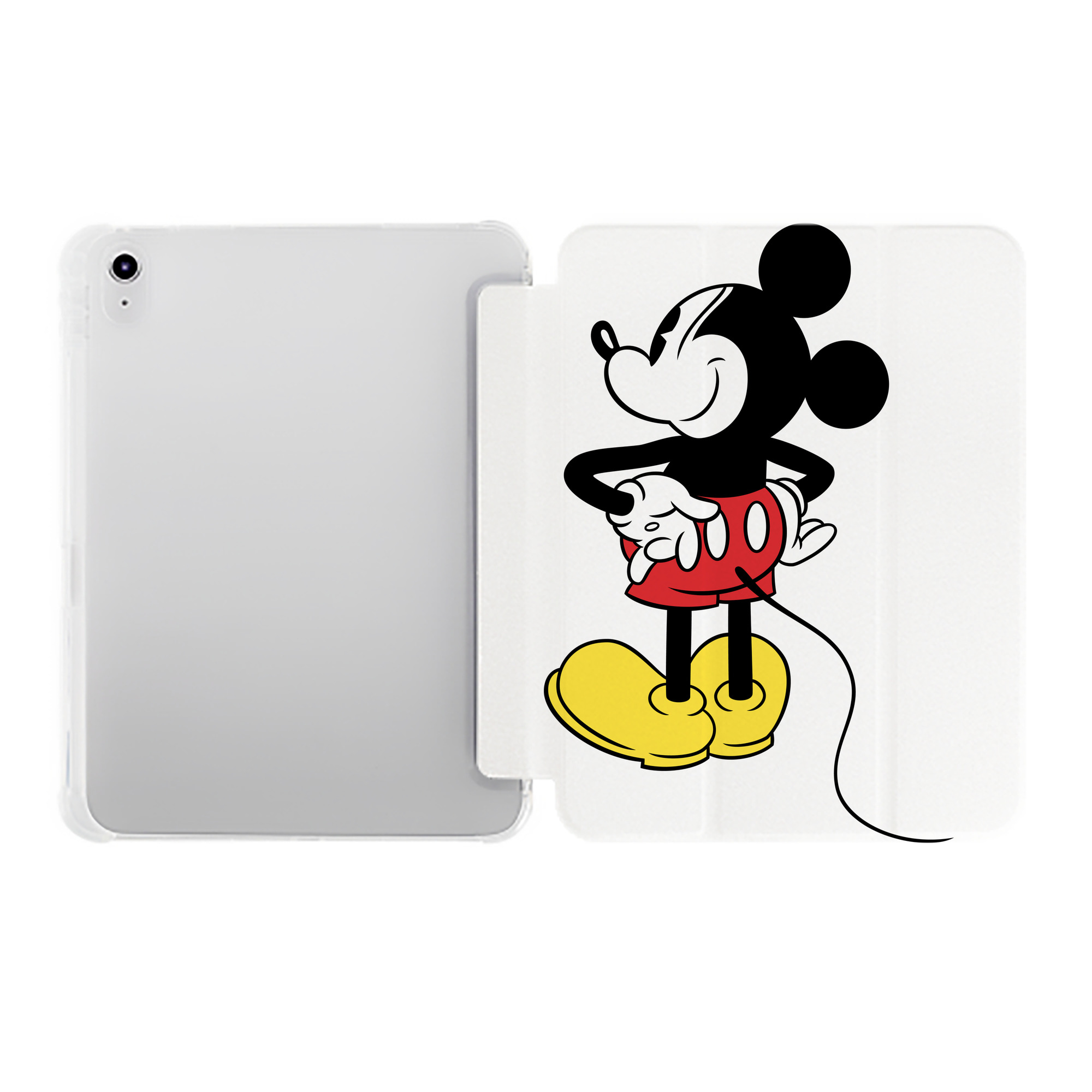 （画像用） ミッキーマウス Mickey Mouse IPad ケース ペン収納付き 三つ折りスタンド PUレザー×シリコン 対応機種9.5/10.5/10.9インチ